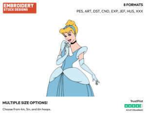 Cinderella - Disney's Cinderella - Embroidery Design in 3 sizes & 8 formats