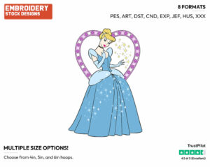 Cinderella - Disney's Cinderella - Embroidery Design in 3 sizes & 8 formats