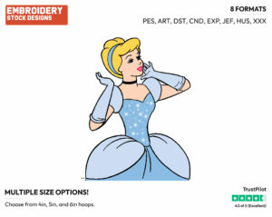Cinderella - Disney's Cinderella - Embroidery Design in 3 sizes & 8 formats
