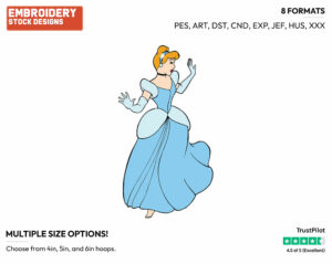 Running - Disney's Cinderella - Embroidery Design in 3 sizes & 8 formats
