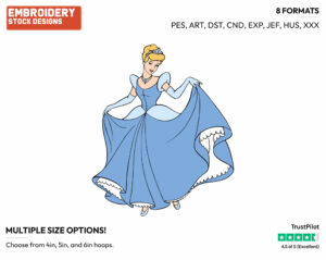 Cinderella Wearing Jewelry - Disney's Cinderella - Embroidery Design in 3 sizes & 8 formats
