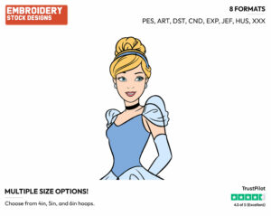 Cinderella's Face - Disney's Cinderella - Embroidery Design in 3 sizes & 8 formats
