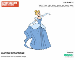 Cinderella - Disney's Cinderella - Embroidery Design in 3 sizes & 8 formats