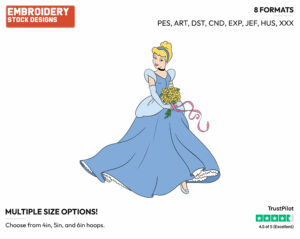 Cinderella - Disney's Cinderella - Embroidery Design in 3 sizes & 8 formats