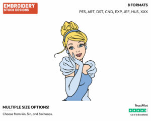 Cinderella's Face - Disney's Cinderella - Embroidery Design in 3 sizes & 8 formats