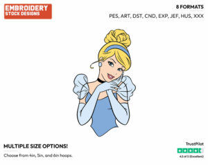 Cinderella's Face - Disney's Cinderella - Embroidery Design in 3 sizes & 8 formats