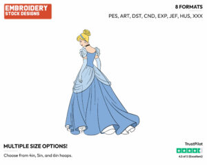 Cinderella Back View - Disney's Cinderella - Embroidery Design in 3 sizes & 8 formats