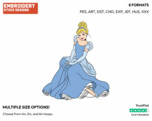 Cinderella Sitting Down - Disney's Cinderella - Embroidery Design in 3 sizes & 8 formats