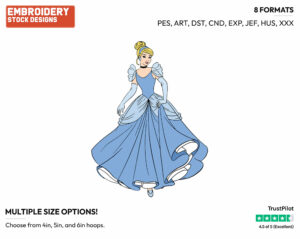 Cinderella - Disney's Cinderella - Embroidery Design in 3 sizes & 8 formats