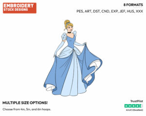 Cinderella In Her Ball Gown - Disney's Cinderella - Embroidery Design in 3 sizes & 8 formats