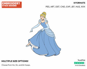 Cinderella Pointing To Her Glass Slipper - Disney's Cinderella - Embroidery Design in 3 sizes & 8 formats