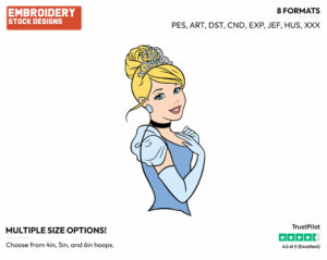 Cinderella's Face - Disney's Cinderella - Embroidery Design in 3 sizes & 8 formats