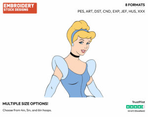 Cinderella - Disney's Cinderella - Embroidery Design in 3 sizes & 8 formats