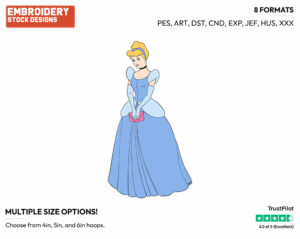 Cinderella Holding A Clutch - Disney's Cinderella - Embroidery Design in 3 sizes & 8 formats