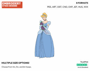 Cinderella Holding Flowers - Disney's Cinderella - Embroidery Design in 3 sizes & 8 formats