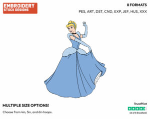 Cinderella - Disney's Cinderella - Embroidery Design in 3 sizes & 8 formats