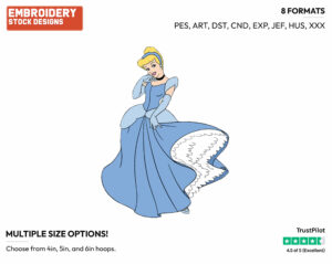 Cinderella - Disney's Cinderella - Embroidery Design in 3 sizes & 8 formats