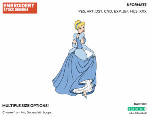 Cinderella - Disney's Cinderella - Embroidery Design in 3 sizes & 8 formats
