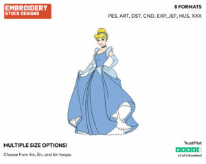 Cinderella - Disney's Cinderella - Embroidery Design in 3 sizes & 8 formats
