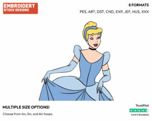 Cinderella - Disney's Cinderella - Embroidery Design in 3 sizes & 8 formats