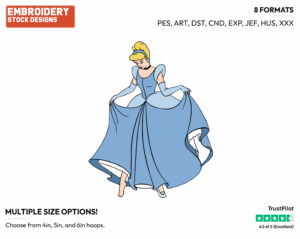 Cinderella - Disney's Cinderella - Embroidery Design in 3 sizes & 8 formats