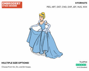 Cinderella - Disney's Cinderella - Embroidery Design in 3 sizes & 8 formats