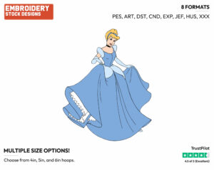 Cinderella - Disney's Cinderella - Embroidery Design in 3 sizes & 8 formats