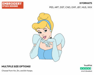 Cinderella - Disney's Cinderella - Embroidery Design in 3 sizes & 8 formats