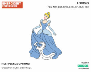 Cinderella - Disney's Cinderella - Embroidery Design in 3 sizes & 8 formats