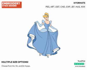 Cinderella - Disney's Cinderella - Embroidery Design in 3 sizes & 8 formats