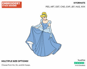 Cinderella - Disney's Cinderella - Embroidery Design in 3 sizes & 8 formats