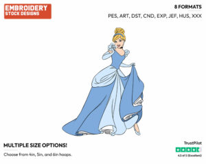 Cinderella Posing - Disney's Cinderella - Embroidery Design in 3 sizes & 8 formats