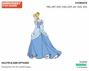 Cinderella Back View - Disney's Cinderella - Embroidery Design in 3 sizes & 8 formats