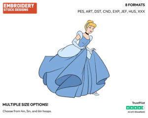 Cinderella Smiling - Disney's Cinderella - Embroidery Design in 3 sizes & 8 formats