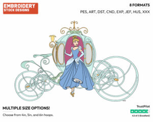 Cinderella Stepping Out Of Carriage - Disney's Cinderella - Embroidery Design in 3 sizes & 8 formats