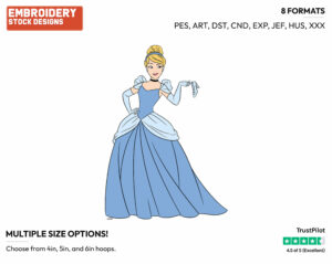 Cinderella, Glass Slipper - Disney's Cinderella - Embroidery Design in 3 sizes & 8 formats