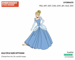 Cinderella Pointing To Bare Foot - Disney's Cinderella - Embroidery Design in 3 sizes & 8 formats