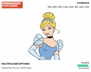 Cinderella's Face - Disney's Cinderella - Embroidery Design in 3 sizes & 8 formats