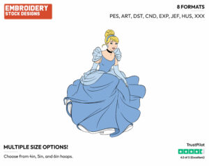 Cinderella Sitting Down - Disney's Cinderella - Embroidery Design in 3 sizes & 8 formats
