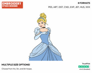 Cinderella In Ball Gown - Disney's Cinderella - Embroidery Design in 3 sizes & 8 formats