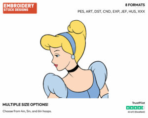 Cinderella Side View - Disney's Cinderella - Embroidery Design in 3 sizes & 8 formats