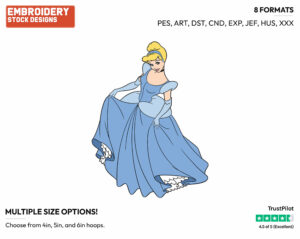 Cinderella - Disney's Cinderella - Embroidery Design in 3 sizes & 8 formats