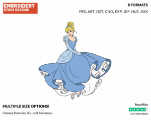 Cinderella - Disney's Cinderella - Embroidery Design in 3 sizes & 8 formats