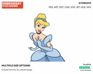 Cinderella - Disney's Cinderella - Embroidery Design in 3 sizes & 8 formats