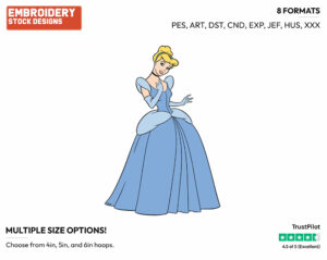 Cinderella - Disney's Cinderella - Embroidery Design in 3 sizes & 8 formats
