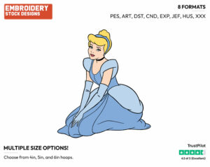 Dreamy Cinderella - Disney's Cinderella - Embroidery Design in 3 sizes & 8 formats