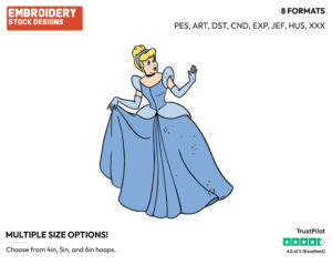 Cinderella Running Down Stairs - Disney's Cinderella - Embroidery Design in 3 sizes & 8 formats