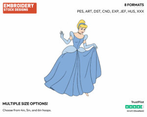 Cinderella Running Down Stairs - Disney's Cinderella - Embroidery Design in 3 sizes & 8 formats