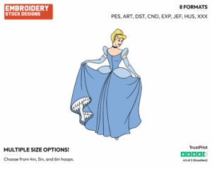 Cinderella - Disney's Cinderella - Embroidery Design in 3 sizes & 8 formats