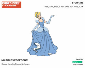 Cinderella - Disney's Cinderella - Embroidery Design in 3 sizes & 8 formats